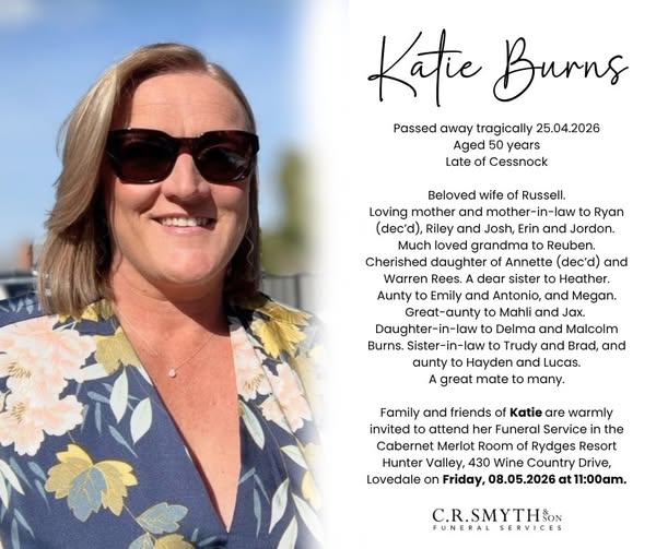 Katie Burns Lovedale NSW Australia Death Obituary: A Life of Love, Strength, and Cherished Memories